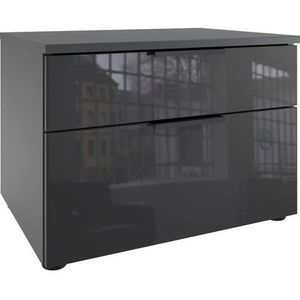 Wimex Nachtkastje Level36 black C by fresh to go met glazen elementen aan de voorkant, soft-close functie, 54 cm breed