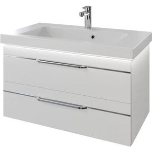 Saphir Wastafelonderkast Serie Balto Mineralmarmor-Waschtisch mit Unterschrank, 92 cm breit 92 cm met mineraal-marmeren wastafel en 2 lades (2-delig)