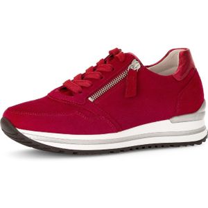 Unikleur - Vrijetijdsschoen - Rood - Vetersluiting - Sleehak - H-breedte