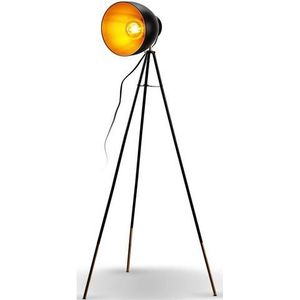 B.K.Licht Staande lamp BK_ST1233 Vloerlamp, vintage, zwart-goud, metaal, draaibaar (1 stuk)