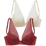 Petite fleur Push-up-bh in een modieuze high apex pasvorm (Set van 2)