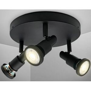B.K.Licht Plafondspotje BK_DS1550 LED badkamer plafondlamp, Draaibaar en zwenkbaar, Incl. 3x GU10 (1 stuk)
