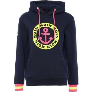 Zwillingsherz Hoodie met print "moin" en "anker" in neonkleuren