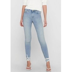 Only Ankle jeans ONLBLUSH MID SK ANK RAW met iets gerafelde voetzoom