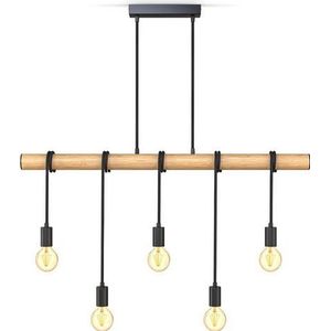 B.K.Licht Hanglamp BK_PL1339 Houten eettafel hanglamp, mat zwart (1 stuk)