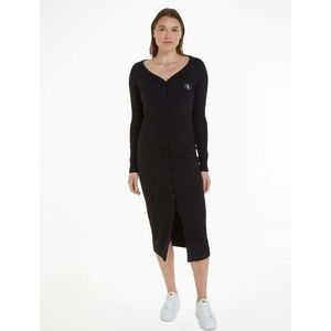 Calvin Klein Jerseyjurk LABEL LONG SLEEVE RIB DRESS