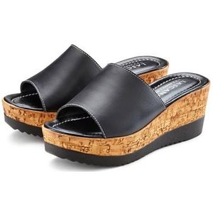 Lascana Slippers Mule, sandaal, open schoen van leer met sleehak