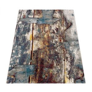 Paco Home Vloerkleed Natura 850 Korte pool met artistiek houten platendesign