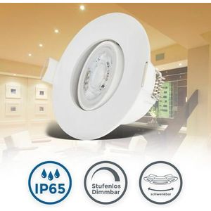 B.K.Licht Ledinbouwlamp BK_EL1573 LED inbouwspots IP65 set van 5 kunststof wit (5 stuks)