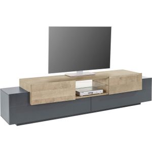 INOSIGN Tv-meubel Coro, lowboard, TV-commode, TV-meubelen, TV-bank met 2 kleppen, 2 deuren, 1 glazen plank, breedte 220