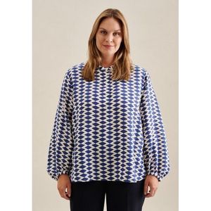 seidensticker Klassieke blouse Zwarte roos Lange mouwen kraag geometrische motieven