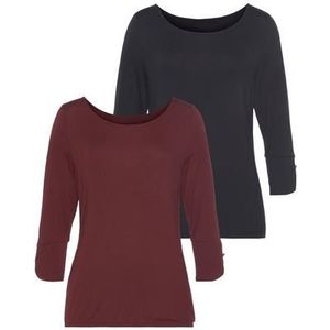 Vivance Shirt met 3/4-mouwen met modieuze manchetten en goudkleurige knopen (Set van 2)