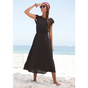 Beachtime Midi-jurk van viscose-jersey, zomerjurk met korte mouwen, strandjurk, basis