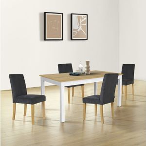 Eettafel - Naturel/Wit - 160 cm Breedte - 90 cm Diepte - 77 cm Hoogte