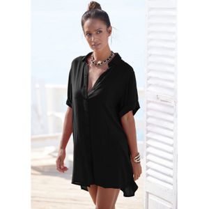 Lascana Lange blouse met knoopsluiting, blouse met korte mouwen, blousejurk, zomers