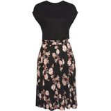 Lascana Jerseyjurk met paperbag stijl, tailleband en bedrukte rok, zomerjurk met korte mouwen