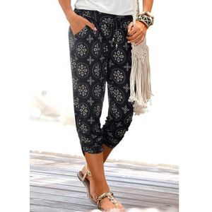 Lascana Strandcapri met all-over print en zakken, 3/4 broek, capribroek, elastisch