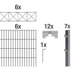 GAH Alberts Dubbelstaafmat hekwerk Nexus antraciet, hoogte: 100-160cm, totale lengte: 10-20m, voor plaatsing in beton (set, 5 stuks)