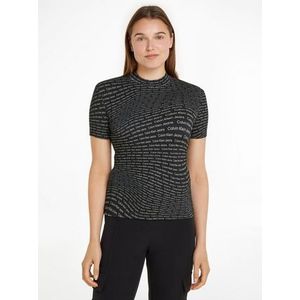 Calvin Klein Shirt met staande kraag AOP RIB TEE met een logo-opschrift