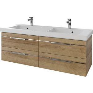 Saphir Wastafelonderkast Serie Balto Mineralmarmor-Waschtisch mit Unterschrank, 147,8 cm breit 147,8 cm met mineraal-marmeren wastafel en 4 lades (2-delig)