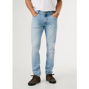 PEPE JEANS - Tapered Fit Jeans - Katoen - Blauw