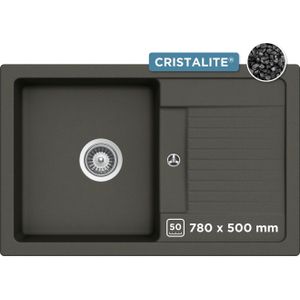 Gootsteen - Hoekig - Asfalt - Cristalite - Inclusief Afvoer Set