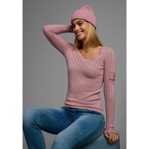 KangaROOS Trui met V-hals in breed geribd fijntricot