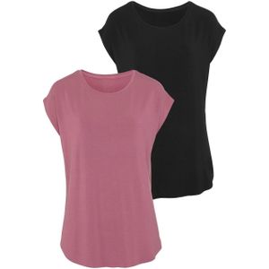 Lascana Lang shirt Met sterk afgeronde zoom van zachte viscose-stretch (2-delig, Set van 2)
