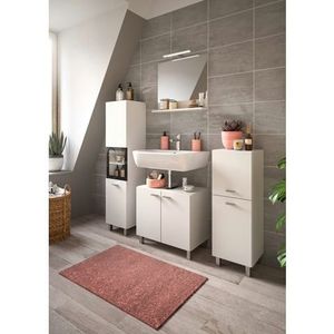 welltime Badmeubelset Tampa, breedte 137cm, 4-delig Wastafelonderkast, spiegel, hoge kast, midikast (4 stuks)