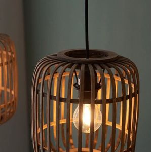 Brilliant Leuchten Hanglamp Woodrow 130 cm hoogte, 105 cm breedte, 3x e27, in te korten, metaal/bamboe, lichtbruin (1 stuk)
