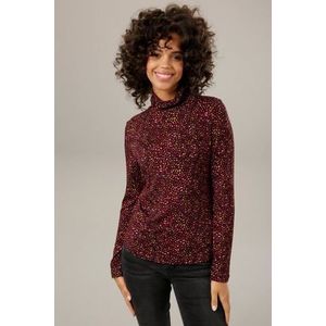 Aniston CASUAL Colshirt in zwart met bonte print of 4 trendy effen kleuren