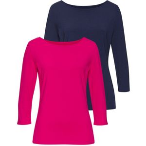 Lascana Shirt met 3/4 mouwen van elastische katoen-modal kwaliteit (Set van 2)