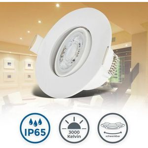 B.K.Licht Led-inbouwlamp BK_EL1584 LED badkamer inbouwspots IP65 set van 6 zwenkbare (6 stuks)