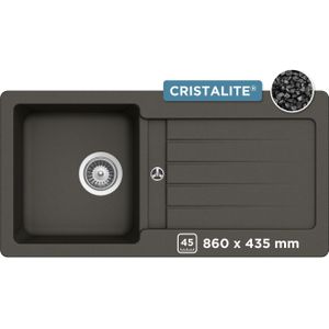 Schock Granieten spoelbak Typos D-100 S met afvoer en druppelzone, links en rechts in te bouwen
