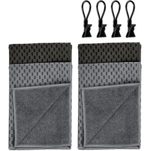 WENKO Theedoek Model Miko met klemogen zuigsterk & snel drogend, voor afdrogen & polijsten, metalen clip (set, 8-delig)