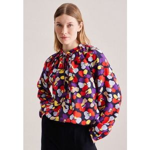 seidensticker Klassieke blouse Zwarte roos Lange mouwen kraag print