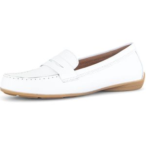 Gabor - Witte Gladleren Loafers - Leer - Flexibele Rubber Zool