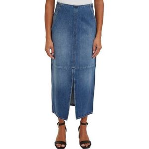 Tommy Hilfiger Kokerrok DNM MIDI SKIRT HW BETH CTD Geweven rok met Tommy Hilfiger vlag