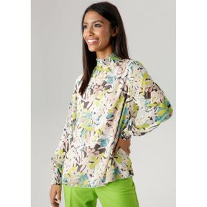 Aniston SELECTED Chiffon blouse met bladerenprint en gerimpelde borden