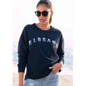 Elbsand Sweatshirt Sontje met flockprint aan de voorkant, sportief-casual