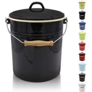 Look - Rond - Pedaalemmer - Zwart - 10 L - 1 Prullenbak met Deksel