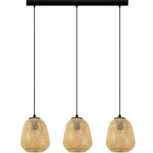 EGLO Hanglamp Dembleby Hanglamp vintage, ecru, Hygge, houten vlechtwerk, E27, Ø 20 cm