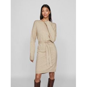 Vila Gebreide jurk VIRIL O-NECK L/S BELT KNIT DRESS - NOOS