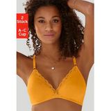 Petite fleur Bralette-bh zonder beugels van katoen met kant (Set van 2)