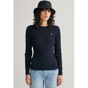 Gant Gebreide trui Stretch Cotton Cable C-Neck met logoborduursel op borsthoogte