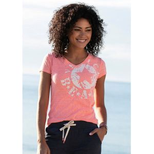Venice Beach Strandshirt met logoprint van gemêleerde stof, vintage look, sportief-casual