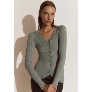 rosemunde Vest Babette Silk Cardigan prachtige vintage kantafwerking, waardevolle parelmoer knoopsluiting
