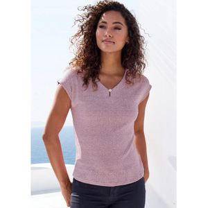 Lascana Shirt met korte mouwen Met fonkelende strassknop van gestructureerde viscosekwaliteit