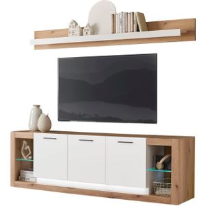 INOSIGN Wandmeubel Brixen, moderne opbouwwand, woonkamer set, eik Evoke decor met wit (set, 2-delig)