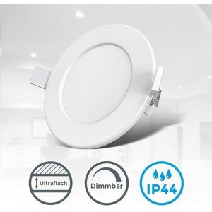 B.K.Licht Ledinbouwlamp BK_EL1276 LED badkamer inbouwspots, set van 6, dimbaar, wit, IP44 (6 stuks)